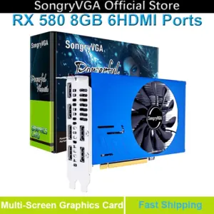 SongryVGA RX 580 4/8GB Multi-Screen Graphics Card,GDDR5 6 HDMI 2.0 Outputs PCIe 3.0 x16 Interface for Stock Trading,Video Wall