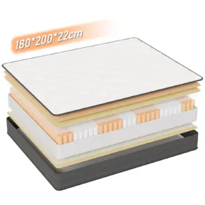 Pocket spring core mattress 180 × 200 × 22  cm - 7 zone mattress with comfort foam and stable support H4