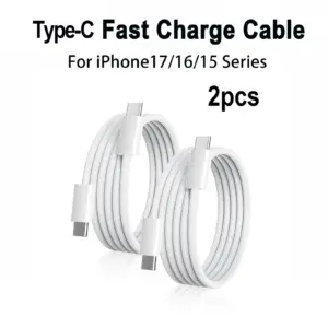 2pcs Type C Fast Charging Braided Cable for iPhone16/15 Pro Max, iPad Pro, Macbook Air Max PD60W, Android and other USB-C Device