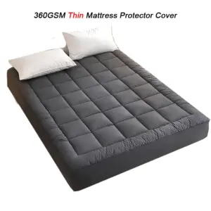 360GSM Mattress Protector Cover - Dustproof Breathable Quilted Mattress Topper in White