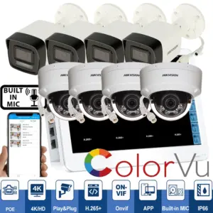Original hikvision mutil language DS-2CD1043G2-LIU DS-2CD1143G2-LIU 4Mpx PoE full color IP kit with 8ch POE NVR recorder