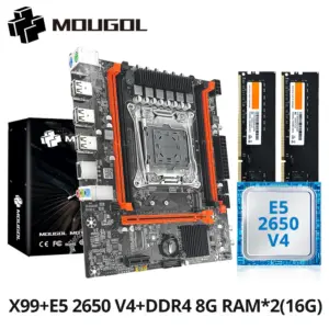 MOUGOL New X99 Motherboard Set with Intel Xeon E5 2650 V4 CPU & Dual-channel DDR4 8Gx2 2133MHz ECC RAM for Gaming Computer