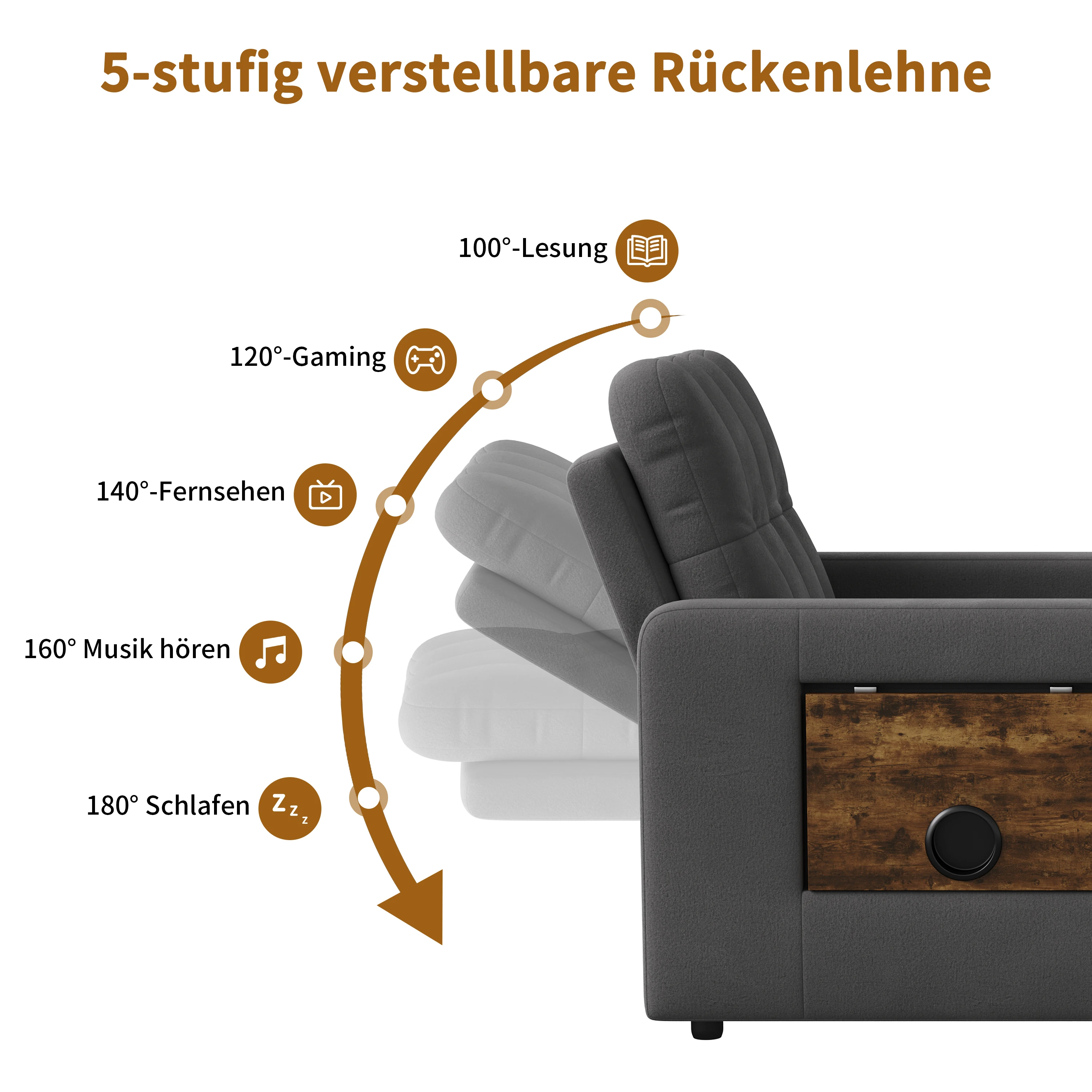 Rosahqnda Folding Sofa Bed,Sleeping Chair with Adjustable Backrest&table&Side Pocket,Relaxing Chair for Living Room,Bedroom 46 kf S086afeec538c44f596f04de13f44d777C