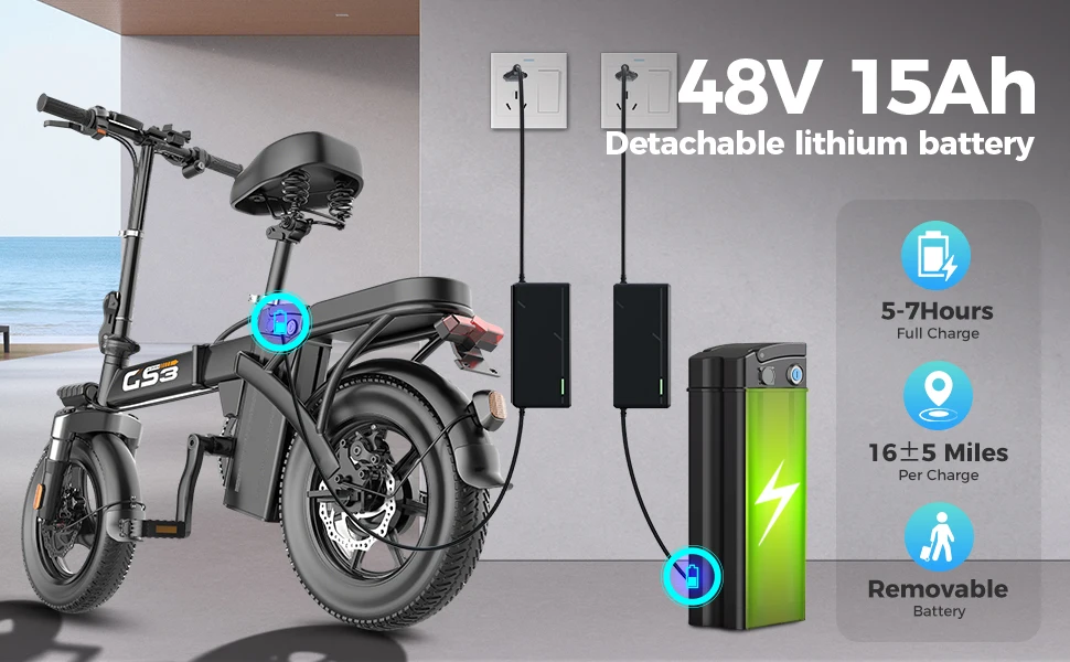 Toofly GS3 Folding Electric Bike 48V 15Ah Battery adultls E-bike 250W 14 Inch Tire Urban Commuting Electric Bicycle 10 kf S090626efb40e4d8e86e06356b7550e3a0