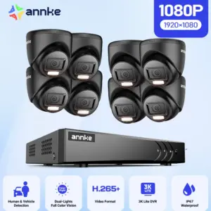 ANNKE 8CH 1080P FHD Video Surveillance System H.265+ 5in1 5MP Lite Recorder 1080P Outdoor Weatherproof Security Camera CCTV Kits