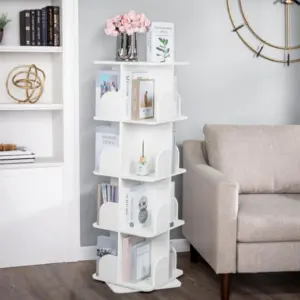 360° rotating bookshelf, 4-tier rotating bookshelf, wooden bookshelves, children's bookcase, office shelf, decorative shelf