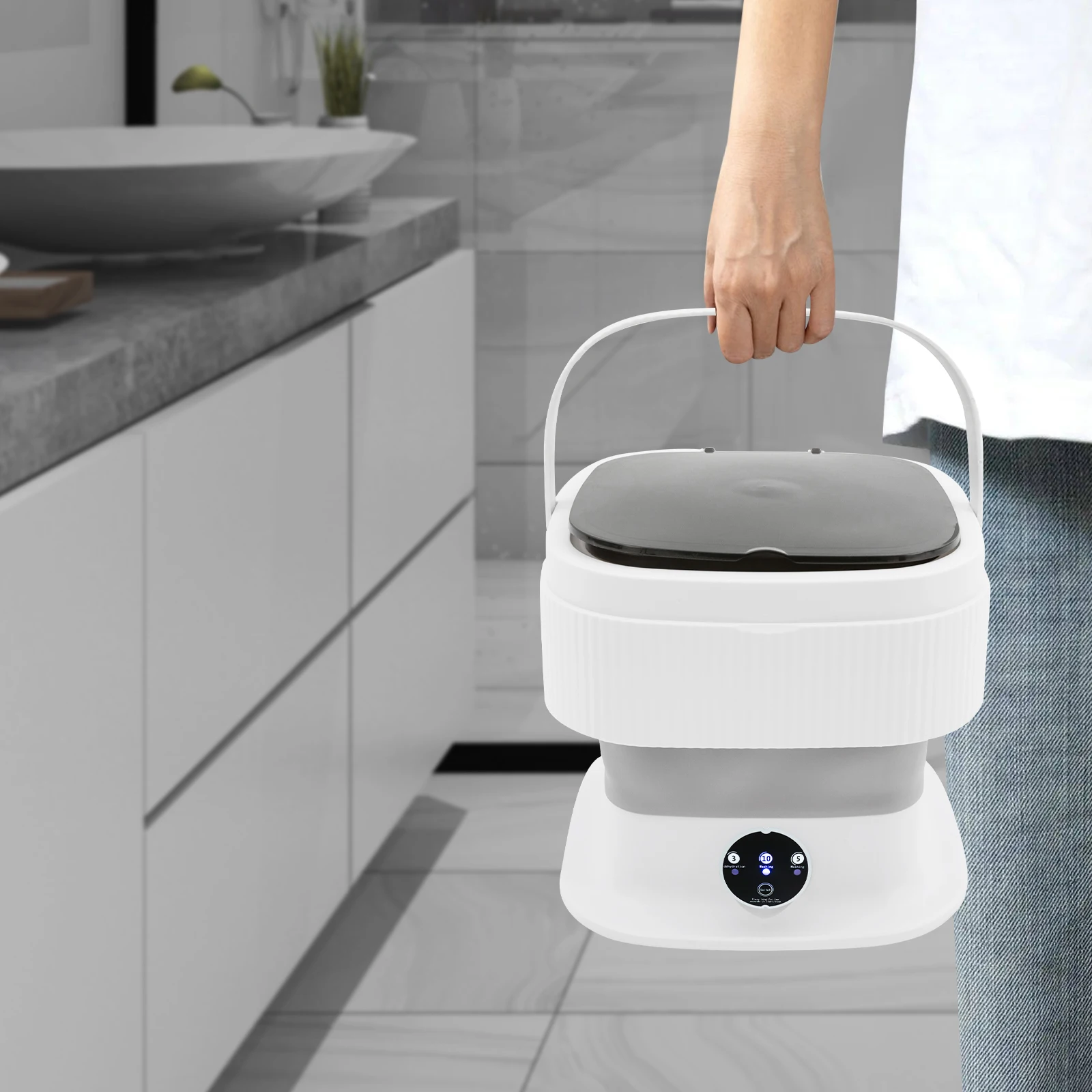 Portable Foldable Grey Washing Machine Mini Washing Machine Suitable for Families, Apartments, Dormitories And RVs 10 kf S0b11ba19fd8d41a48310d7e90fb5bb5cq