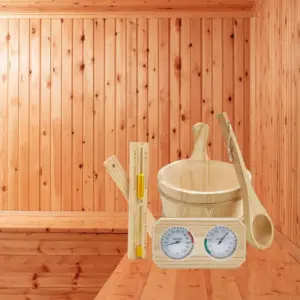 Sauna Accessories Set 4L Gifts Sturdy Flower Pot,Multifunctionlal Ladle Bucket Hourglass Sand Timer for SPA,Swimming Pool Home