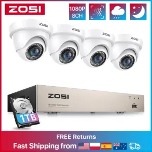 ZOSI 8CH 1080P HD Wired Security Cameras System 5MP Lite 8Channel HD-TVI DVR Recorder 4pcs 2MP Surveillance CCTV Cameras kit