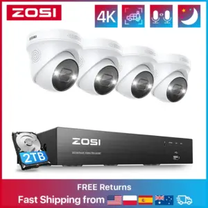 ZOSI 8CH 4K PoE Video Surveillance Camera System AI Face Decetion 5MP 8MP Full Color Night Vision IP Cameras Security CCTV Kit