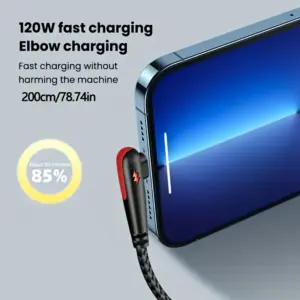 NNBILI 120W Fast Charging USB to Type-C Cable, Nylon Braided, 90 ° Bend Design, Suitable for High Speed Charging of Huawei oppo 3 kf S0e9c873be63d48b6a687a1bfb7fb4fe20