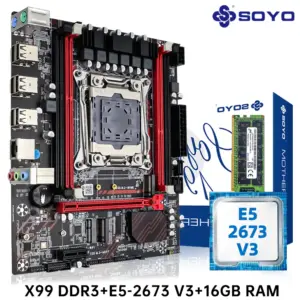 SOYO X99 Motherboard Set Kit With Intel LGA2011-3 Xeon E5 2673 V3 CPU DDR3 1*16GB ECC RAM Memory M.2 NVME For Gaming Computer