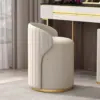 Stools, Leather Round Dressing Stool with Backrest, Makeup Chair for Dressing Room Living Room Bedroom, Vanity Stool with