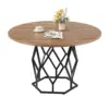 47 Inch Round Modern Kitchen Table for 4-6 People, Large Wood Circular Dining Table with Desktop and Metal Base