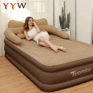 2 Persons Inflatable Mattress Camping 48cm High Bed Lazy Laying Soft Skin-friendly Folding Home Indoor Outdoor Air Cushion