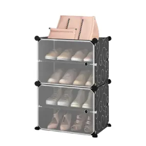 Shoe rack, adjustable shelf, for 8 pairs of shoes, shoe cabinet with 4 levels, for living room, entryway, bedroom, DIY shoe rack