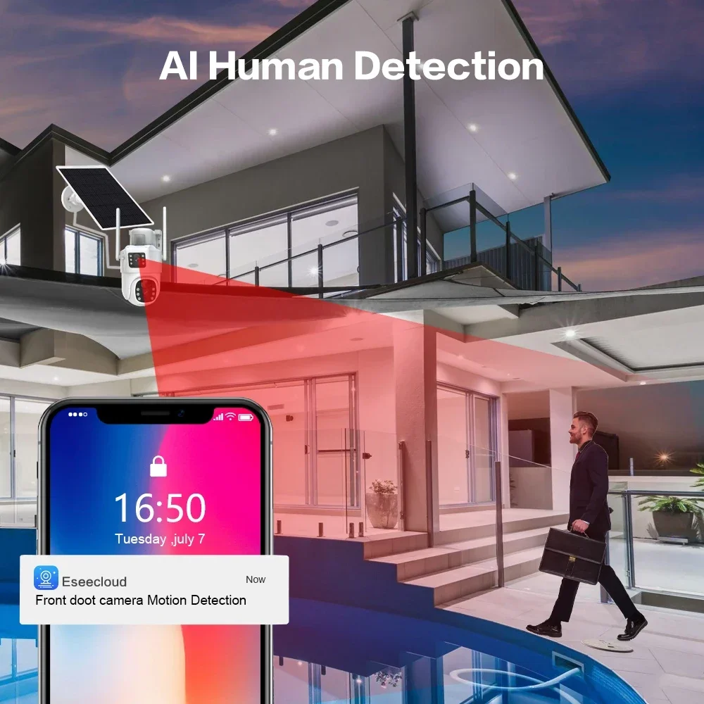 4K 8MP Dual Lens Wifi Solar CCTV Camera System 10CH Wireless NVR Kit Two-Way Audio PTZ IP Security Camera Video Surveillance Set 12 kf S13b1a4ac0f82476380f1c6859218002bT