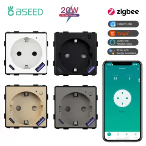 BSEED Zigbee Smart Socket Part Power Monitor Outlet With USB Type-C DIY Parts 20W Fast Charge Tuya Smart Life Alexa App Control