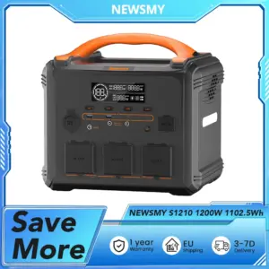 NEWSMY S1210 1200W 1102.5Wh Portable Power Station LiFeMnPo4 Battery, 1.2H Quick Charge, PD100W Output 230V/1200W Pure Sine Wave