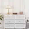 Hzuaneri Chest of Drawers, Cabinet with 6 Fabric Drawers, Multifunctional Sideboard with Fabric Bag, Metal Frame, White-Gold