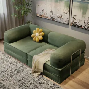 Modular Compression Sofa 200cm - Washable Corduroy Sleeper Sofa Bed, High-Density Foam Multifunctional Furniture for Living Room
