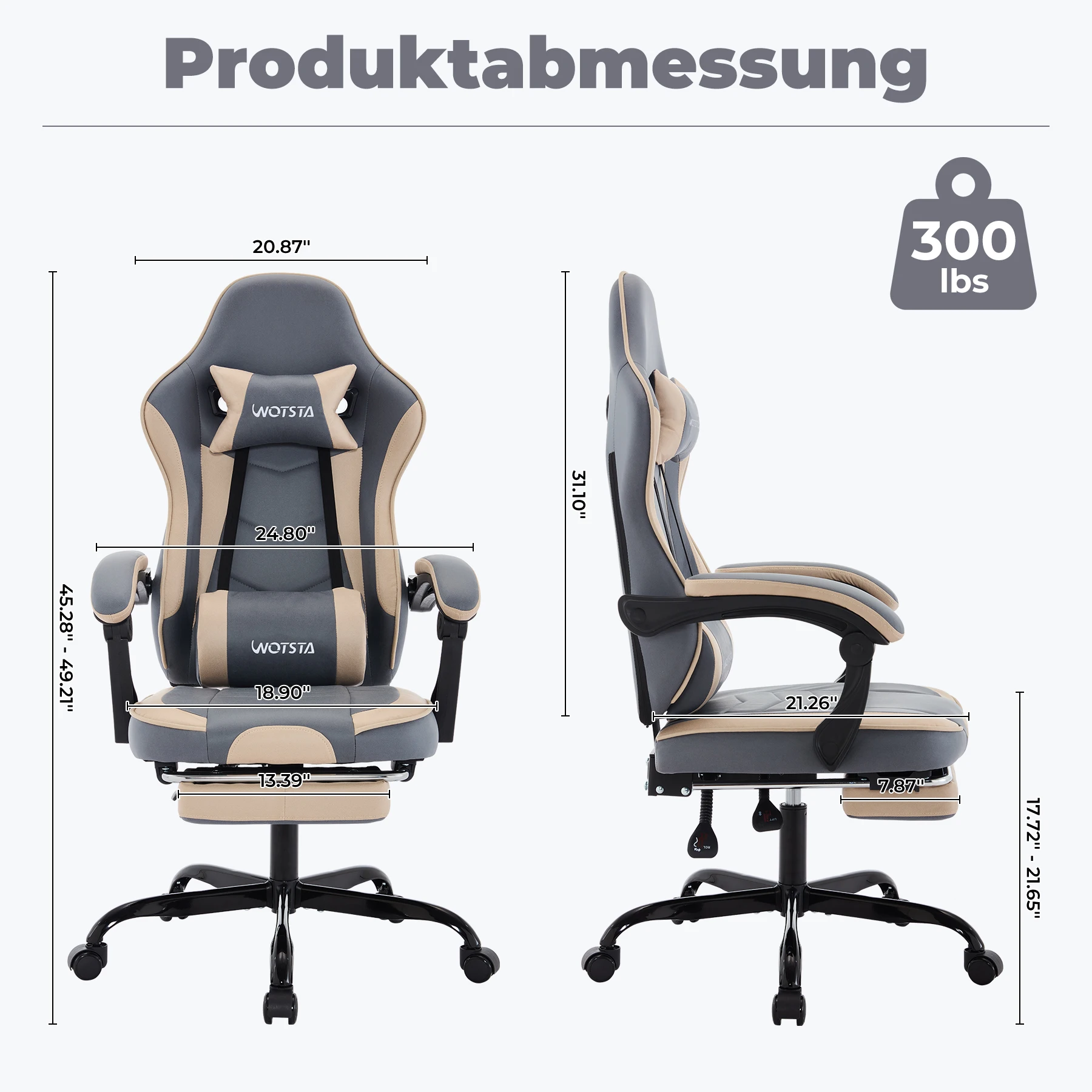 WOTSTA Gaming Chair with Footrest Gamer Chairs Ergonomic with Lumbar Cushion Headrest Chair Height Adjustable Computer Chair 15 kf S159da4b50a594348baf1750112d7ea04X