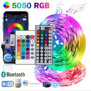 1-30 m USB-Klebe-RGB-LED-Streifen mit Fernbedienung, 5-Volt-WLAN-Bluetooth-Controller, LED-Band 15 m, 25 m, 5 m, 3 m, 2 m, 4 Meter