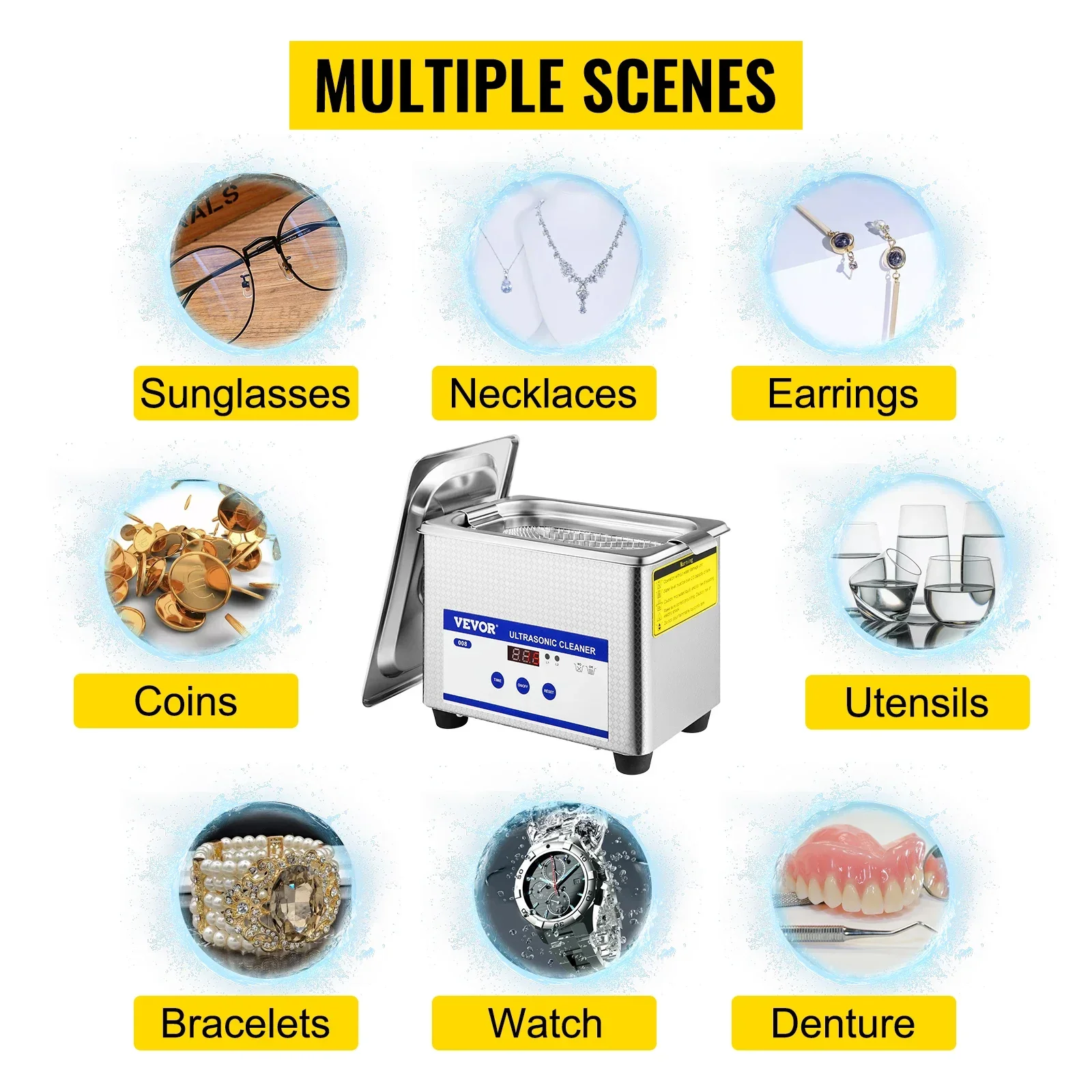 VEVOR Ultrasonic Cleaner 800ml Portable Washing Machine 35W Mini Dishwasher Lave-Dishes Ultrasound Bath Sonic for Home Appliance 16 kf S164cea434b3e4049ba85d03b77c46606V