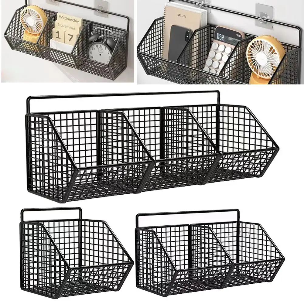 Wall-mounted Kitchen Storage Basket Perforation-free Iron Partition Storage Rack for Kitchen Ingredients Sorting Storage Basket 14 kf S16638781cb174669975677d250cadeacc