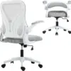 HOMCOM Office Chair, Mesh Desk Chair with Foldable Backrest, Flip-up Armrest, Lumbar Support, Tilt Function, Swivel Wheels for H
