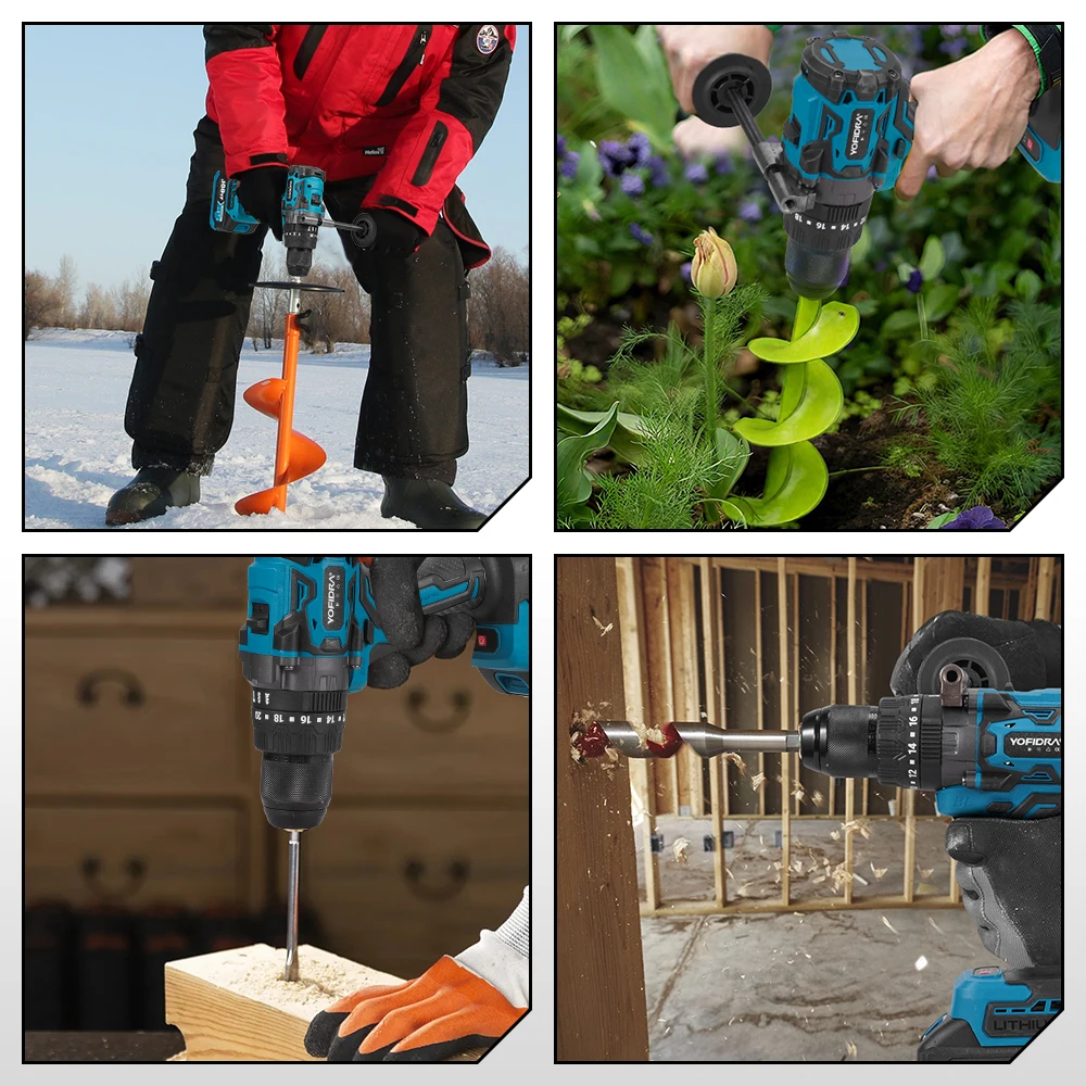 YOFIDRA 900N.M Brushless Electric Impact Drill 13mm Cordless Screwdriver Driver Wood Power Tool for Makita 18V Battery Pin 16 kf S1aa58e69241b4fa2bc281c2ada3e58cev