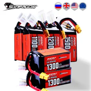 Sunpadow 22.2V 6S Lipo Battery 1100 1300mAh 1500mAh 120C Soft Pack with XT60 Plug for RC FPV Helicopter Airplane Drone Racing