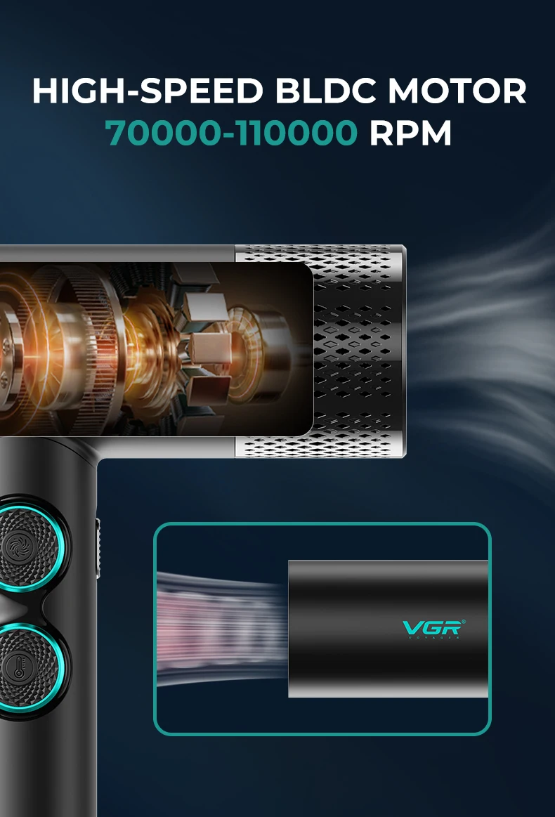 VGR Hair Dryers Professional Air Blower Negative Ion Hair Dryer 110000 RPM Hair Dryer Machine BLDC Motor Barber Salon V-401 10 kf S1c6c9fd93fbf493fa324eb9b749eb1f5R