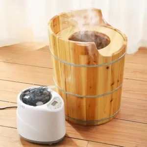 Herbal Sitz Bath Steamer Natural Wood Pelvic Therapy Tub Portable Steam Sauna for Hemorrhoid Relief & Feminine Care Bathtubs