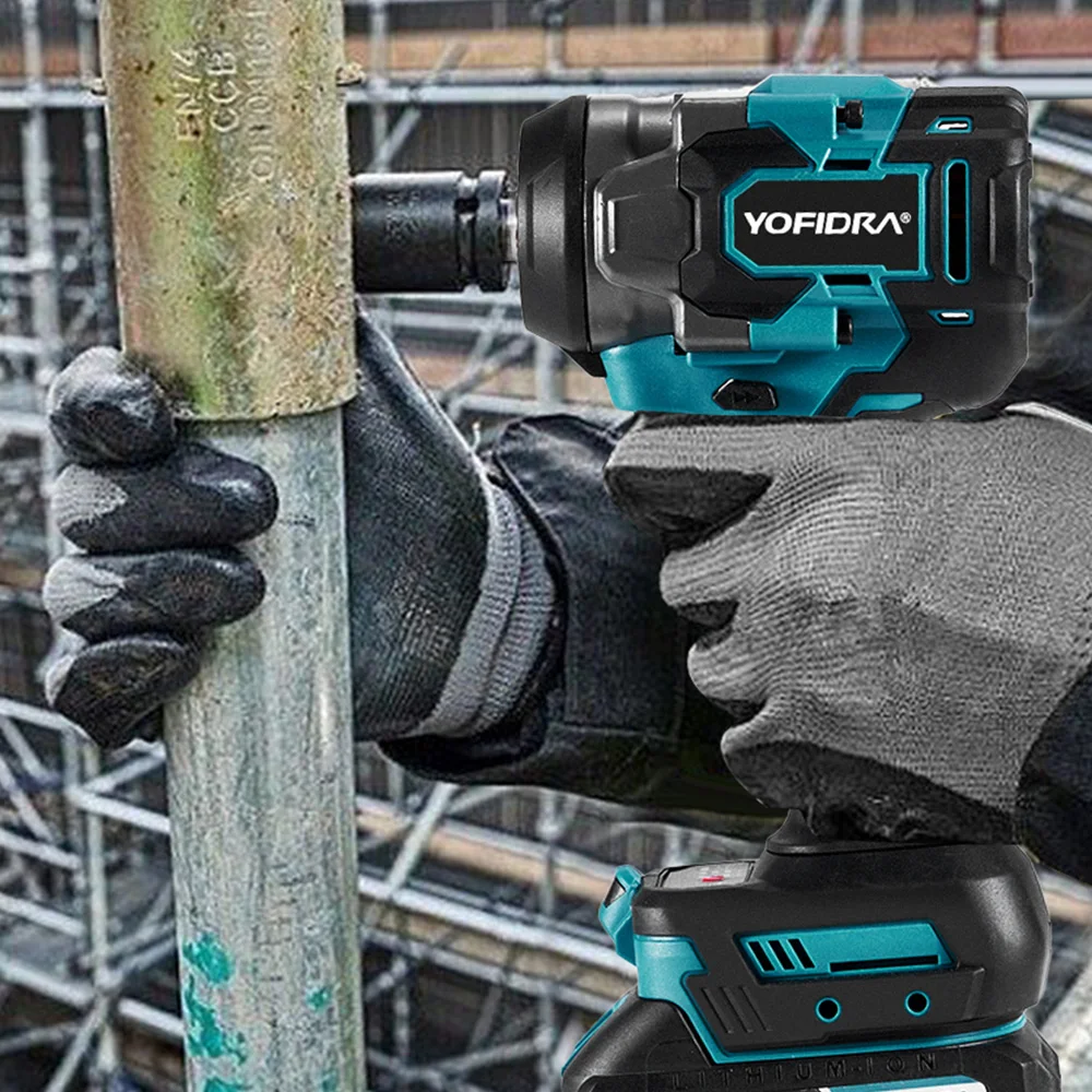 YOFIDRA Brushless 1200N.M Torque Electric Impact Wrench Cordless Electric Screwdriver Power Tools For Makita 18V Battery Pin 15 kf S1d5158c65e4d4e75a8e85a0374ba44912
