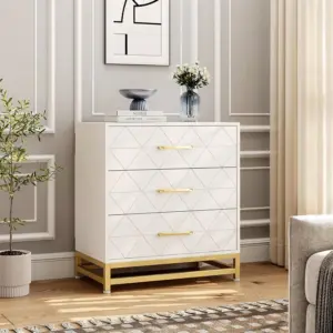 Modern Chests of Drawers Dressers with Wide Drawers and Metal Handles Wood Dressers for Living Room Hallway Entryway
