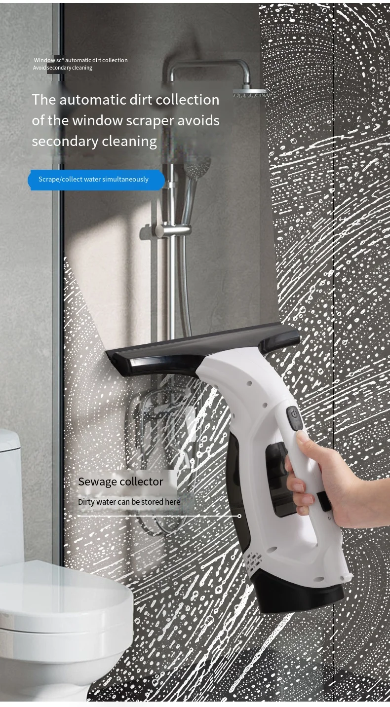 Multifunctional Electric Cordless Window Cleaner Machine White Cordless Rechargeable Automatic Portable Glass Cleaner Tools 11 kf