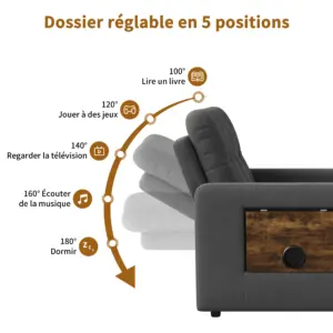 Rosahqnda Folding Sofa Bed,Sleeping Chair with Adjustable Backrest&table&Side Pocket,Relaxing Chair for Living Room,Bedroom 2 kf S1e2df18af7b24372a0b5d1f510ce38504