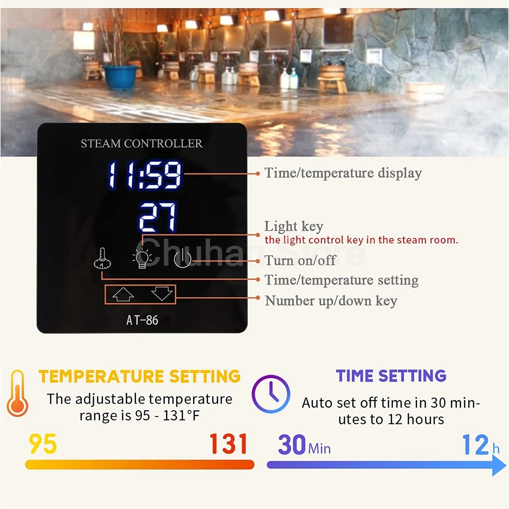 ChuHan AT-S 12/15/18KW Home Wet Steam Rooms Steam Bath Generator Household Steaming Sauna Room Steam Bath Sauna Machine For Spa 17 kf S1ed0c40e0ba24073a4e27af578087f1dE