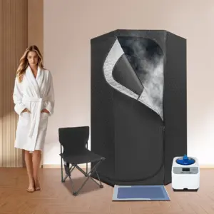 Portable Steam Sauna Tent Portable Steam Sauna Box Detox & Relaxation Steam Room for Home 1350W/3L Steamer,w/ Foldable Chair