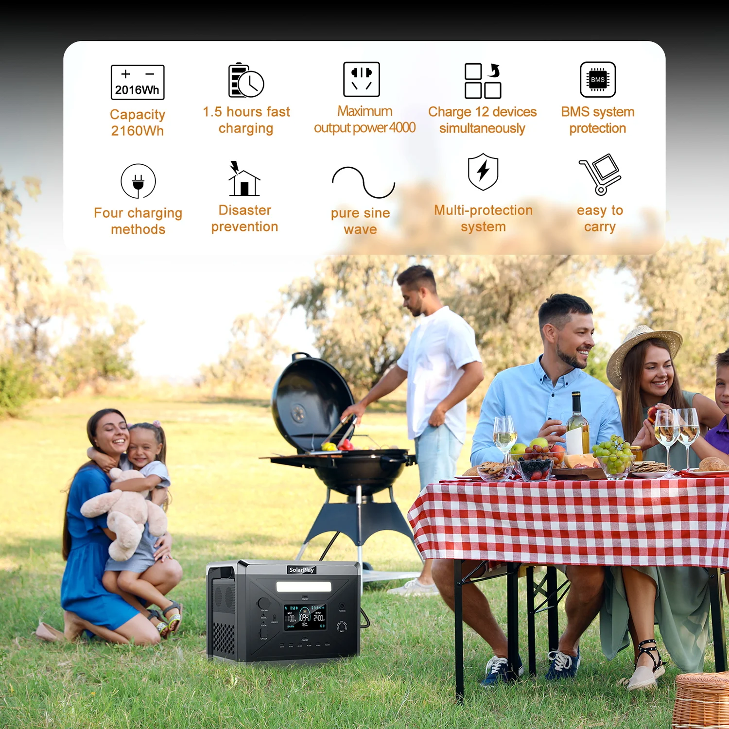 SOLARPLAY Q2501 Q2402M Portable Power Station 2160WH 2304WH LiFePO4 Battery with 2400W/2500W (4800W Peak) Solar Generator 16 kf S1f39a60d33b54d7f9811aa2cac71598f8