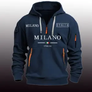 New Men's and Women's Milan Pocket Fleece Hoodies Sports Fitness Sweatshirts Fashionable Casual Plus Size Pullovers Top
