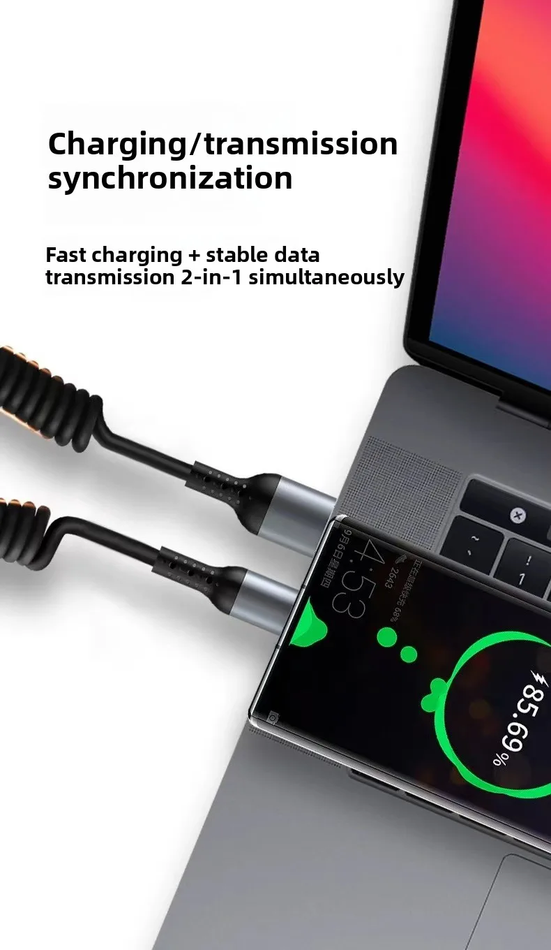25CM To 1M Car Spring Data Cord 6A Short Fast Charging Wire USB C TO USB C Cable For iPhone15 Huawei Xiaomi Samsung Type c Cable 14 kf S20692018045e4260b3e01397578570acN