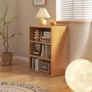 Bookshelf, Wood Bookcase, Modern Horizontal Bookcase, Cube Storage Organizer for Bedroom, Living Room, Office (Material : Yellow