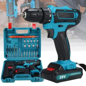 28V Cordless Impact Drill Multifunctional Screwdriver Rechargeable Electric Drill Lithium Battery 1350rpm Speed Power Tool