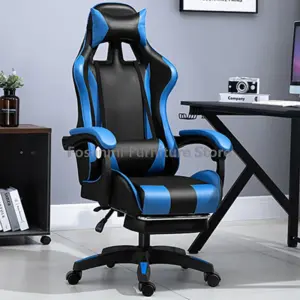Adjustable Height Comfort Gamer Desk Chairs Home Gaming Chair with Headrest and Waistrest Recliner Office Computer Swivel Chair