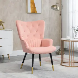 Homcom Single Armchair Upholstered in Velvet High Back 68X72X103 cm Pink