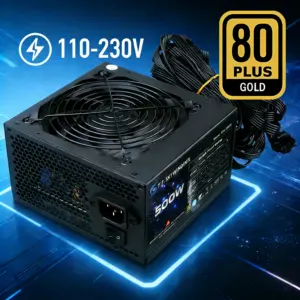 500W Power Supply 80PLUS Gold ATX PC PSU Non Modular 110-230V 20+4PIN Ultra-Quiet Suitable for Desktop Computer Server Gaming