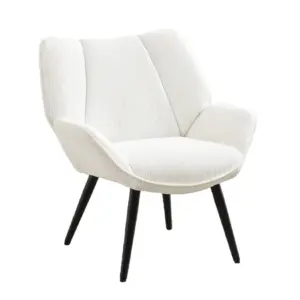 Accent Chair Upholstered Comfy Corduroy Chair Living Room Chair with High Wingback Reading Armchair for Bedroom White