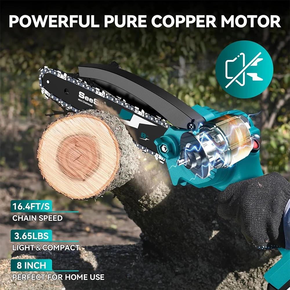 SEESII 8'' Mini Cordless Chainsaw kit Electric Chainsaw Wood Cutter Pruning Garden Power Tools For Makita 18V Battery pin 8 kf S265be8df8eb24ad4aa892fca3b3f33ebg